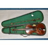 A LATE 19TH CENTURY VIOLIN, two piece back bears impressed stamp below the button 'AS' within a