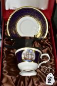 A BOXED SPODE COMMEMORATIVE CUP AND SAUCER FROM THE ARMADA SERIES, 'Ark Royal' (Condition:- good,