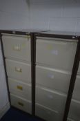 TWO BISLEY METAL FOUR DRAWER FILING CABINETS, width 47cm x depth 62cm x height 132cm (each with