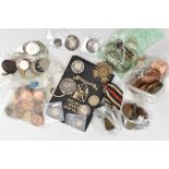 A BOX OF MIXED WORLD COINS, to include 1916 Canada 10 and 25 cent coins, Australia 1911 two