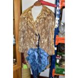 A LADIES VINTAGE LIGHT BROWN AND CREAM MOTTLED FUR COAT, approximate size 12/14, short in the