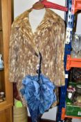 A LADIES VINTAGE LIGHT BROWN AND CREAM MOTTLED FUR COAT, approximate size 12/14, short in the