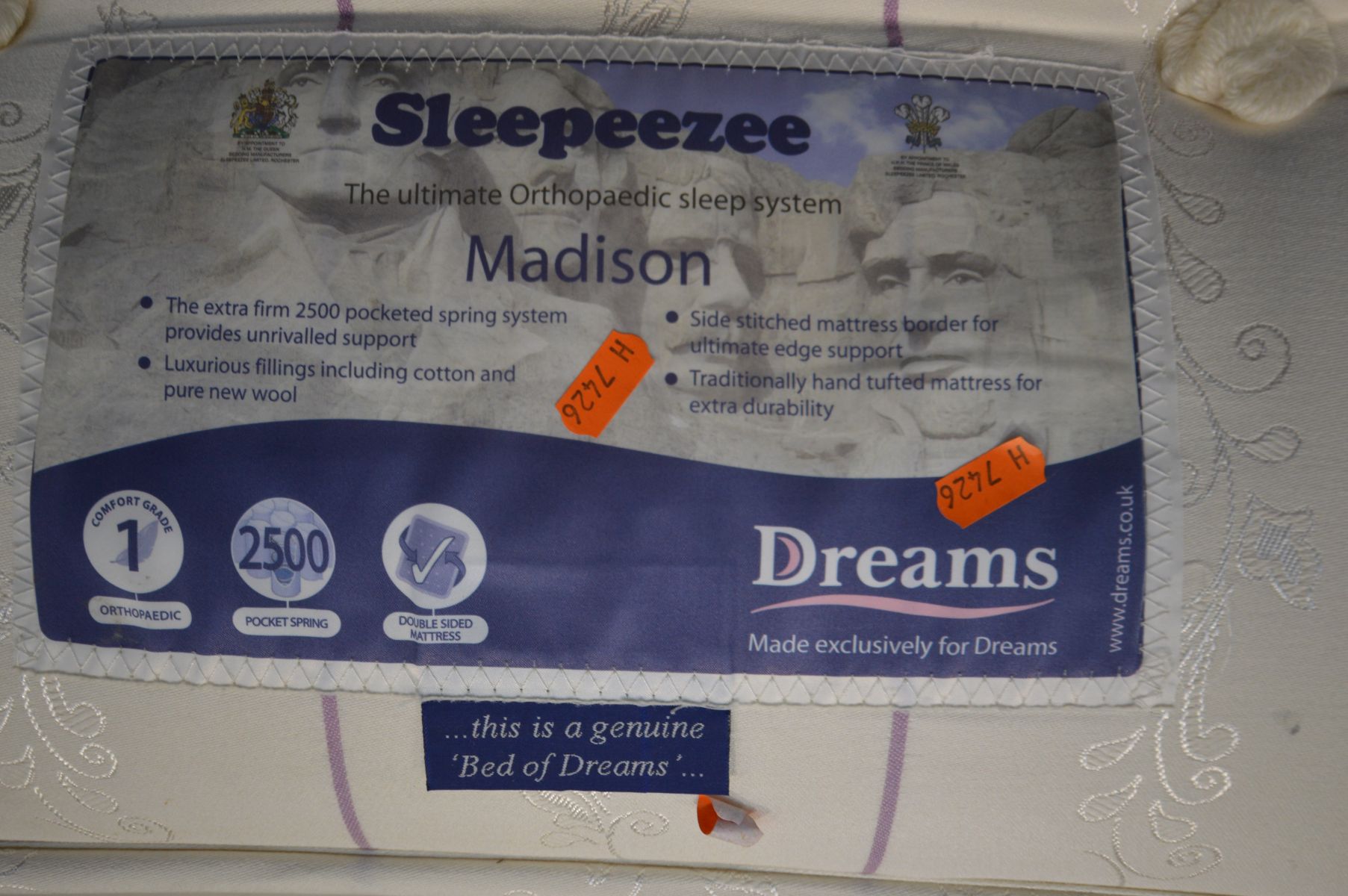 A SLEEPEEZEE MADISON 4FT6 DIVAN BED AND MATTRESS, - Image 3 of 3