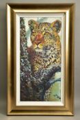 ROLF HARRIS (AUSTRALIAN 1930) 'ALERT FOR PREY' a signed limited edition print of a leopard 129/
