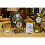FIVE 20TH CENTURY/CONTEMPORARY CLOCKS to include Paico and President carriage clocks (the latters