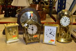 FIVE 20TH CENTURY/CONTEMPORARY CLOCKS to include Paico and President carriage clocks (the latters