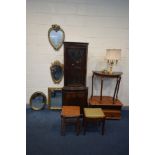 A SELECTION OF VARIOUS OCCASIONAL FURNITURE, to include a mahogany corner cupboard, pine tv stand,