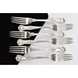 SIX LATE VICTORIAN SILVER KINGS PATTERN FORKS, each hallmarked 'Josiah Williams & Co' London 1896,