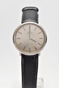 A GENTS 'OMEGA' AUTOMATIC WRISTWATCH, round silver striped dial signed 'Omega automatic, De