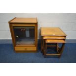 A G PLAN FRESCO TEAK NEST OF THREE TABLES together with a teak Nathan hi-fi cabinet (2)