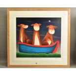 MACKENZIE THORPE (BRITISH 1956) 'THREE DOGS IN A BOAT', limited Roman numeral edition silkscreen