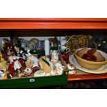 TWO BOXES AND LOOSE CERAMICS AND GLASSWARES to include Beswick foals 915 and two 996, Sylvac