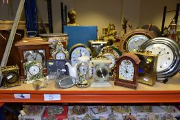 SIXTEEN CLOCKS AND A SMITHS SHIPS WHEEL BAROMETER, ETC, clocks are mostly quartz movements, a