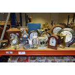 SIXTEEN CLOCKS AND A SMITHS SHIPS WHEEL BAROMETER, ETC, clocks are mostly quartz movements, a