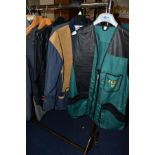 A LADIES COAT AND THREE GENTS CLAY PIGEON SHOOTING JACKETS/WAISTCOAT, comprising a ladies Chaqueta