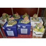 SEVEN BOXED LILLIPUT LANE ANNIVERSARY SCULPTURES, all with deeds and some leaflets, comprising