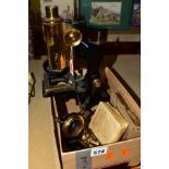 A W. WATSON & SONS LTD MICROSCOPE, appears incomplete, together with a box of unused glass slides,