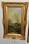 H. JAMES, A PAIR OF LATE 19TH/EARLY 20TH CENTURY LANDSCAPE OILS, depicting a female figure walking