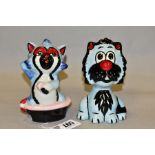 TWO LORNA BAILEY POTTERY CATS, Cat in bath time, height 12cm and 'Albert the Cat' (blue and