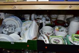 FOUR BOXES AND LOOSE CERAMICS AND GLASSWARES to include Royal Worcester 'Milan' and 'Summerfield'