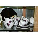 A ROYAL ALBERT MASQUERADE PATTERN TWENTY TWO PIECE TEA SET, all pieces lack pattern name, comprising