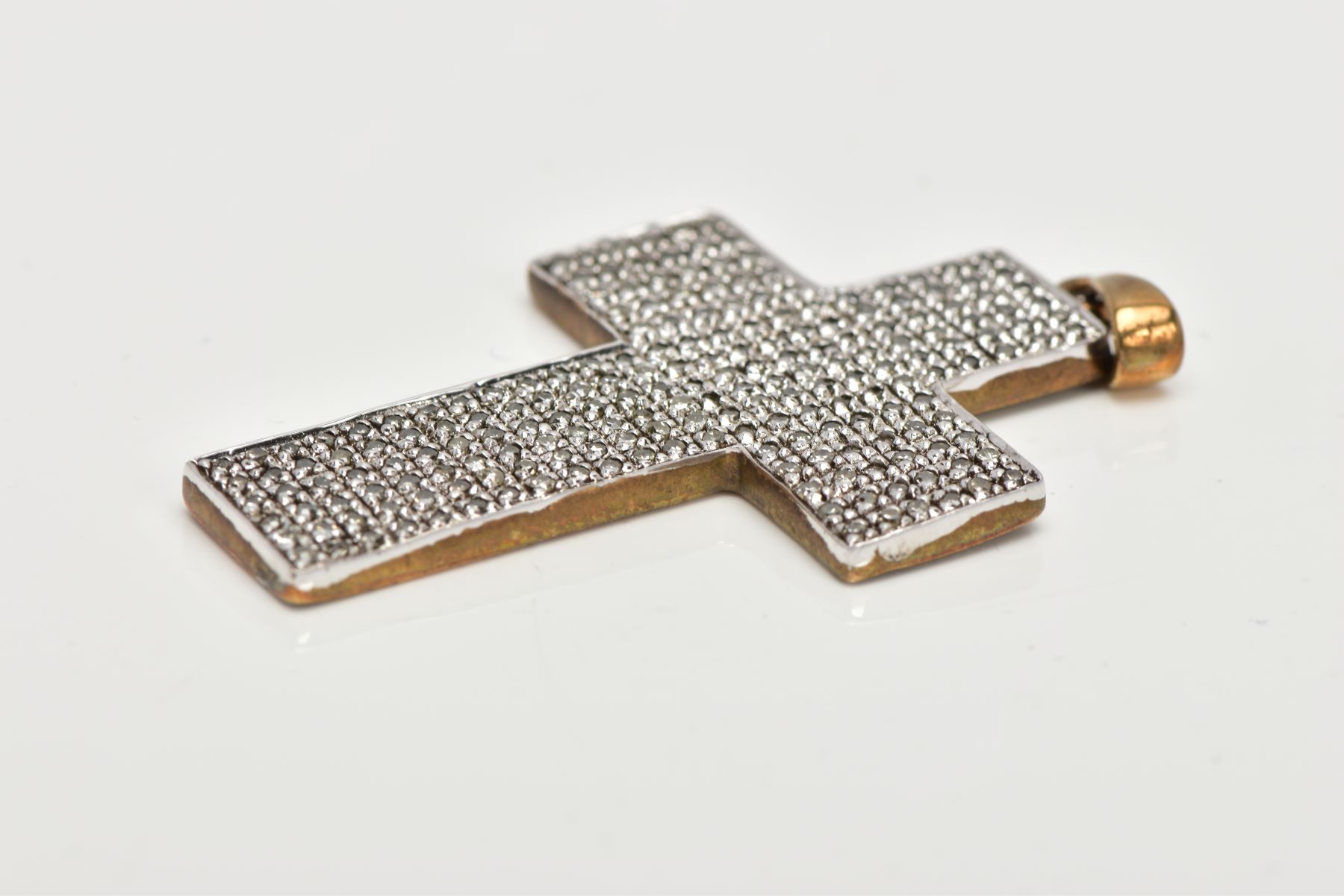 A 9CT GOLD DIAMOND CROSS PENDANT, the cross pendant set throughout with single cut diamonds, - Image 3 of 4