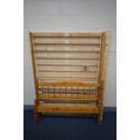 A PINE 4FT 6 BED FRAME, with fitments