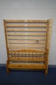 A PINE 4FT 6 BED FRAME, with fitments