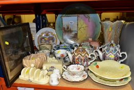 AN ASSORTMENT OF CERAMICS, ETC, to include Sadler teapots Henry VIII, Elizabeth I, Spanish Amada and