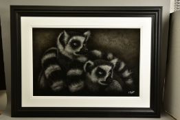 COLIN BANKS (BRITISH CONTEMPORARY) 'NOSY NEIGHBOURS', a study of ring tailed lemurs, signed bottom