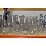 APPROXIMATELY FORTY PIECES OF CUT GLASS AND CRYSTAL to include a pair of Nachtmann candle holders (