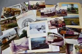 A COLLECTION OF RAILWAY POSTCARDS, PHOTOGRAPHS AND EPHEMERA, modern postcards of mainly narrow gauge