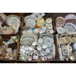 SEVEN BOXES AND LOOSE SUNDRY CERAMICS, to include Royal Doulton Rondelay and Royal Gold teawares,