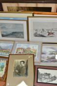 20TH CENTURY PAINTINGS AND PRINTS, ETC, to include two Lake Maggiore watercolours, signed Trinzi,