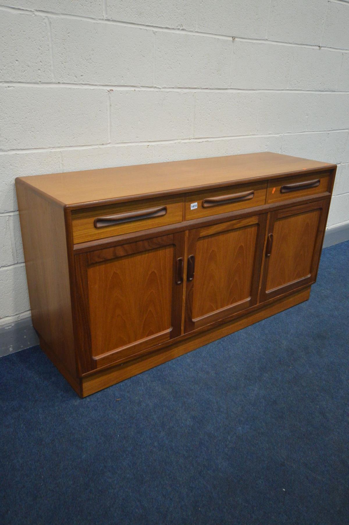 A G PLAN FRESCO TEAK SIDEBOARD, with three drawers above triple cupboard doors, width 143cm x - Bild 2 aus 2