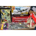 A BOX OF MODEL AIRCRAFT, including a boxed Corgi Showcase Collection 100 years of Flight set