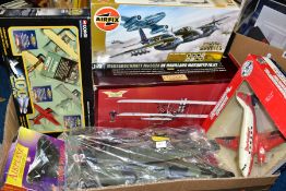 A BOX OF MODEL AIRCRAFT, including a boxed Corgi Showcase Collection 100 years of Flight set