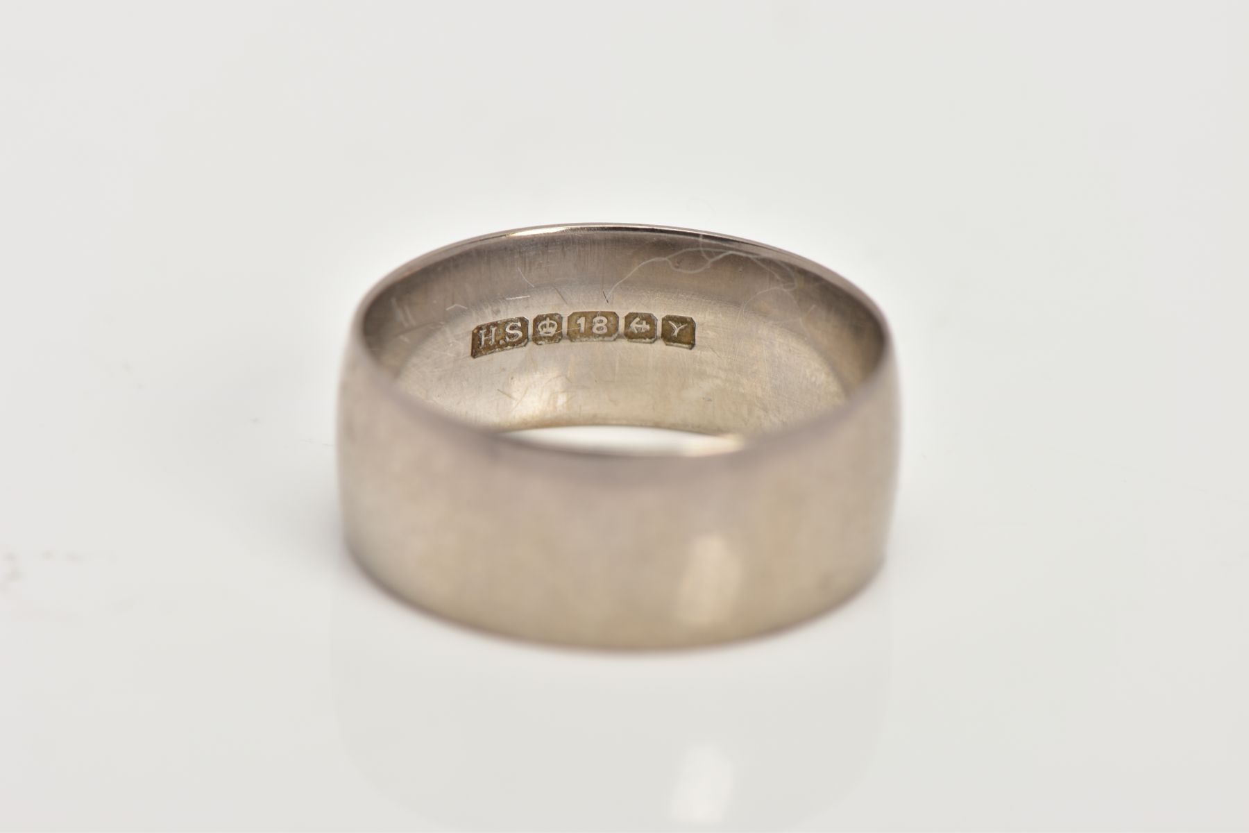 AN 18CT WHITE GOLD WIDE WEDDING BAND, of a plain polished design, approximate width 2.4mm, - Image 2 of 3