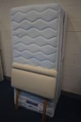 A SILENTNIGHT SINGLE DIVAN BED, MATTRESS AND HEADBOARD