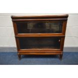 A MAHOGANY GLAZED GLOBE WERNICKE TWO SECTION BOOKCASE, width 87cm x depth 31cm x height 83cm (