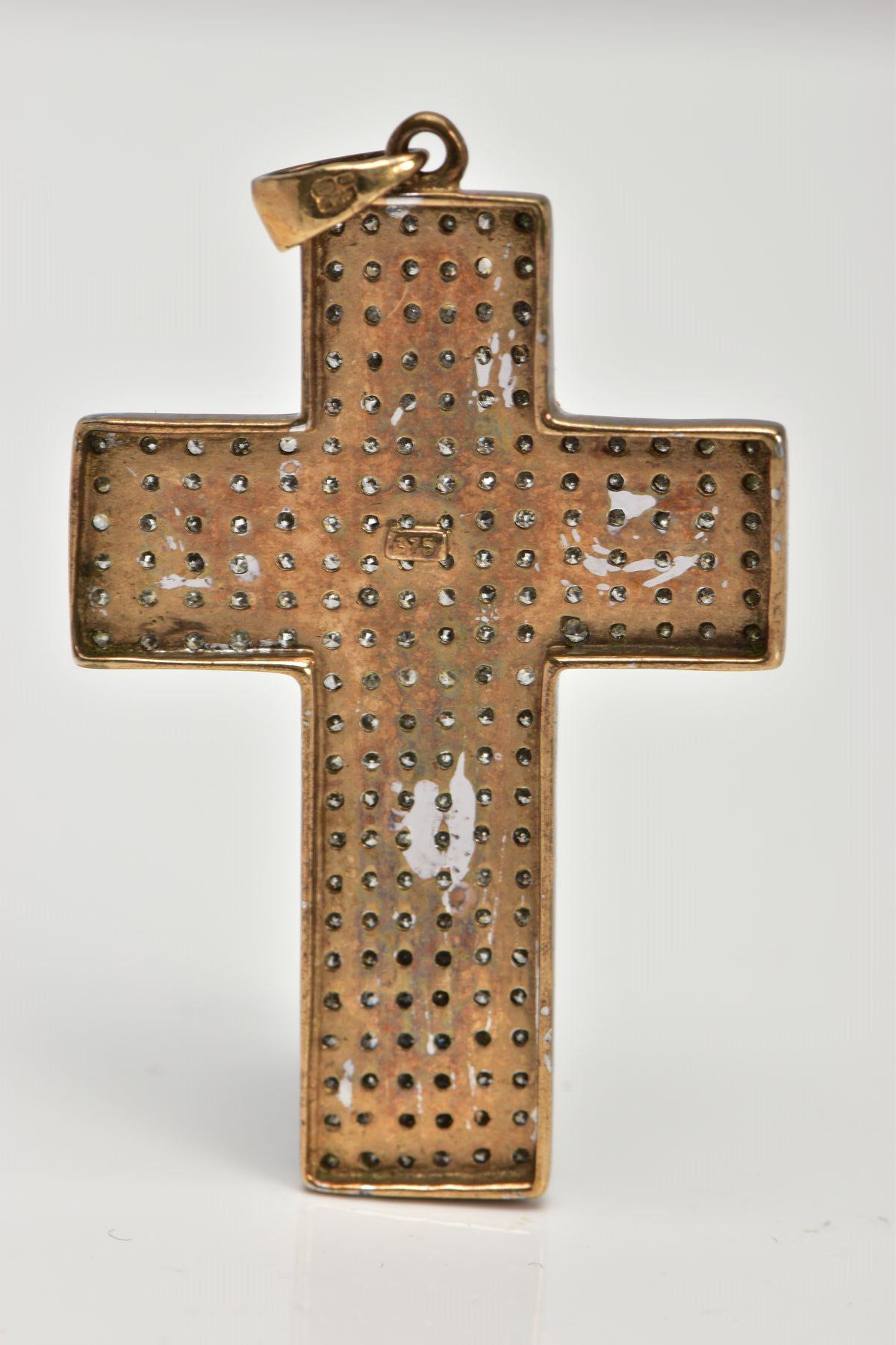 A 9CT GOLD DIAMOND CROSS PENDANT, the cross pendant set throughout with single cut diamonds, - Image 2 of 4