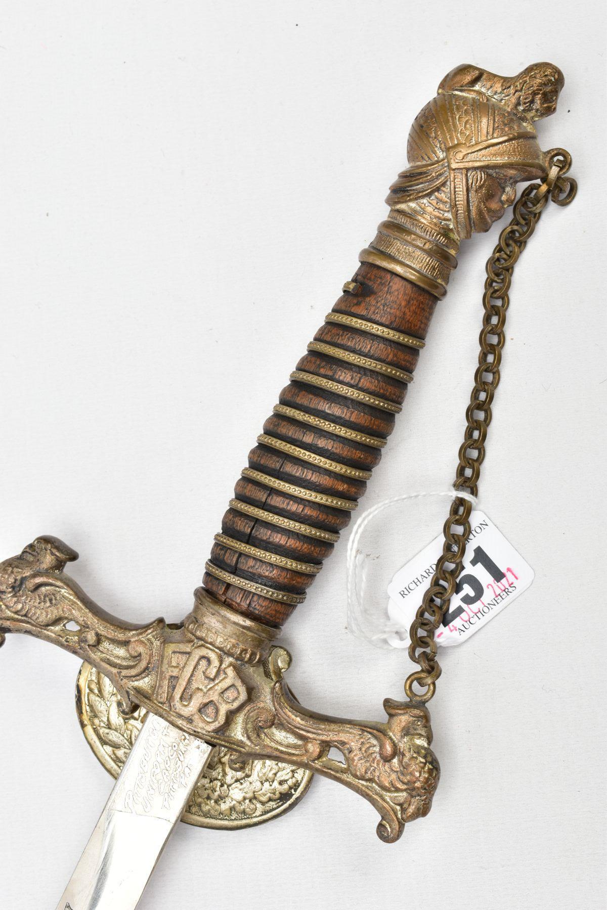 AN ANTIQUE KNIGHTS OF PYTHIAS CEREMONIAL MASONIC SWORD, US made by 'Pittsburgh Uniform & Cap Co. - Image 17 of 22