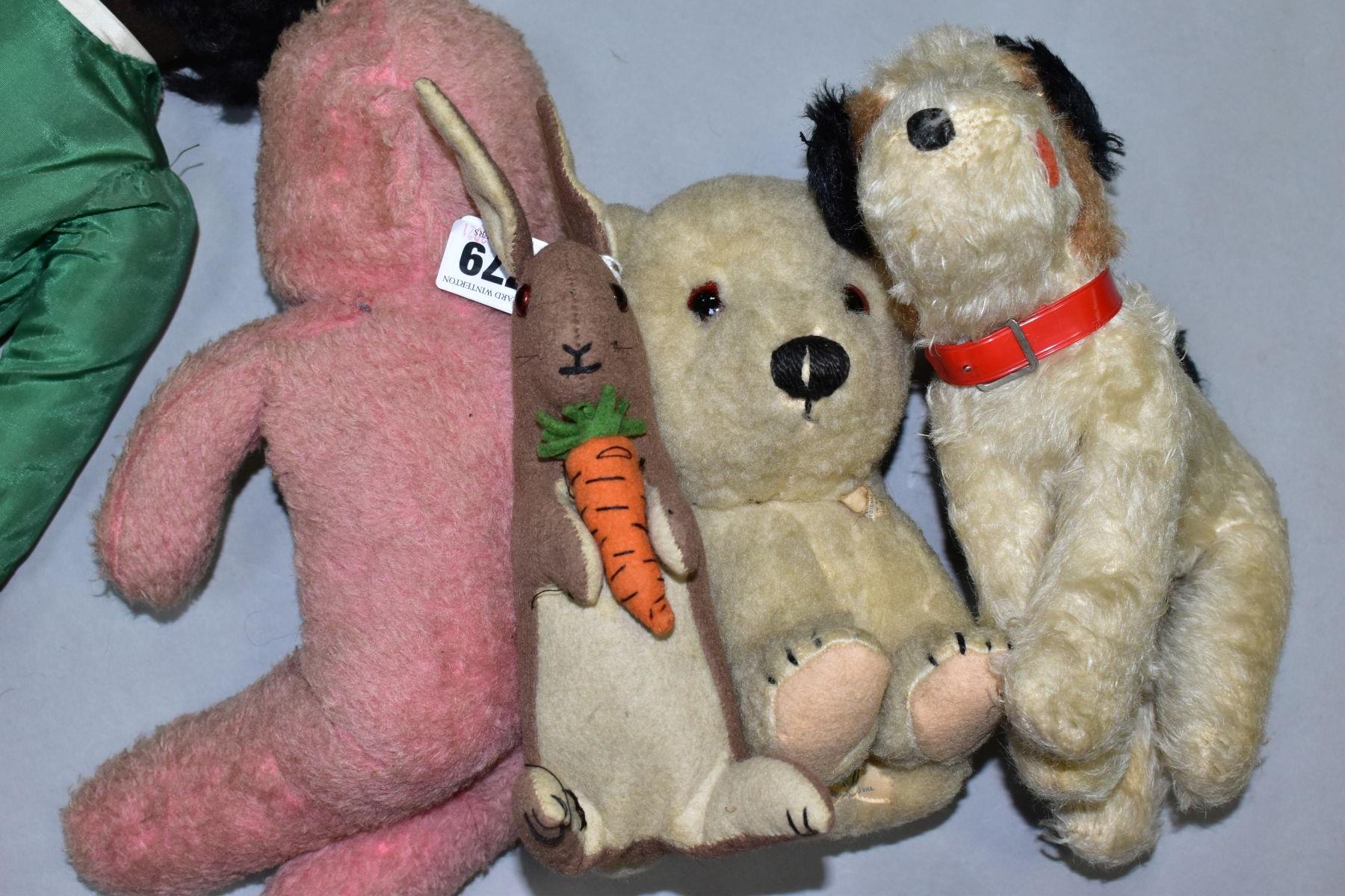 A QUANTITY OF ASSORTED DOLLS AND SOFT TOYS, to include Chad Valley Polar Bear, Hygenic Toys label to - Image 3 of 5