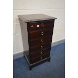 A STAG MINSTREL TALL CHEST OF SIX DRAWERS, width 53cm x depth 46cm x height 99cm