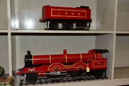 TWO WOODEN SCRATCH BUILT LOCOMOTIVES AND TENDERS, comprising a green and black painted LNER '