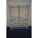 A WHITE METAL 4FT6 BED FRAME, with fitment