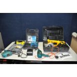 A COLLECTION OF POWER TOOLS comprising of a cased DeWalt 12v drill and circular saw combination with