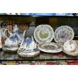 A ROYAL ALBERT MOONLIGHT ROSE PART TEA SET AND OTHER CERAMICS, comprising a tea pot and cover,