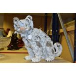 A REPRODUCTION CARL THIEME CERAMIC BOLOGNESE DOG, Dresden backstamp near the tail, height