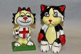 TWO LORNA BAILEY CAT FIGURES, comprising an England football cat, height 13cm and Ali the Cat (